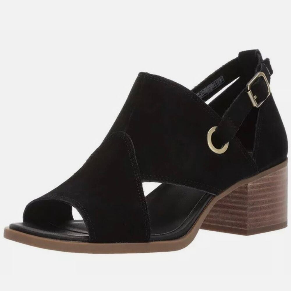UGG Koolaburra Suede Leather Black Block Heel Strap Buckle Sandals Size 7.5